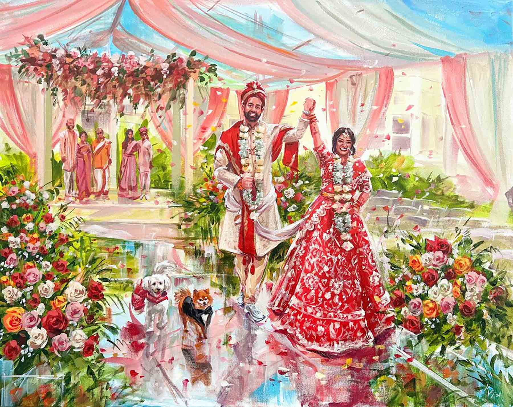 Live wedding painting by artist Kim-Vi Tran. (Photo credit: KVT Fine Art) Live wedding painting by artist Kim-Vi Tran. (Photo credit: KVT Fine Art)