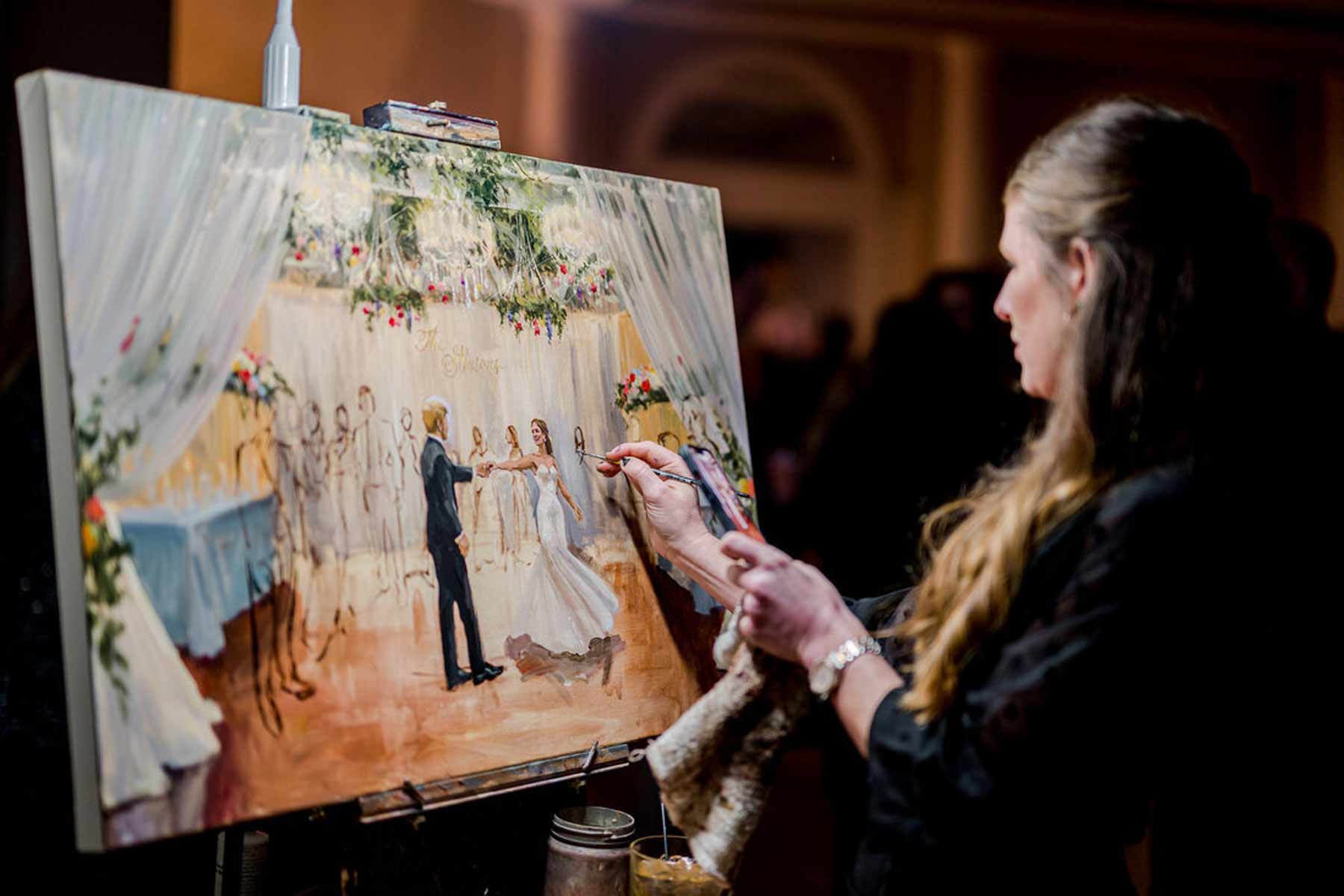 A live wedding painting in progress by artist Stephanie Gaffney at Torregrossa Fine Art. (Photo credit: Torregrossa Fine Art) A live wedding painting in progress by artist Stephanie Gaffney at Torregrossa Fine Art. (Photo credit: Torregrossa Fine Art)