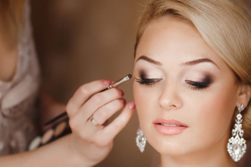 Makeup artist doing eye makeup